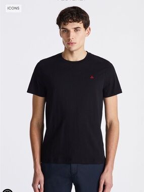 Peuterey Black Short Sleeve Crew T-Shirt with Red Logo